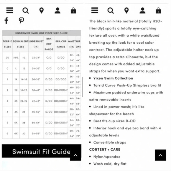 Torrid Swim Suit One Piece Textured High Neck Convertible Straps Black Large - Picture 11 of 11